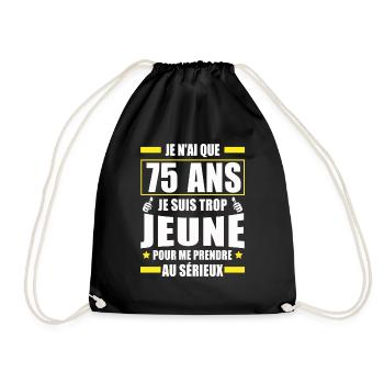 j ai 75 ans / humour anniversaire 75 ans - Sac de sport léger - noir - Devant