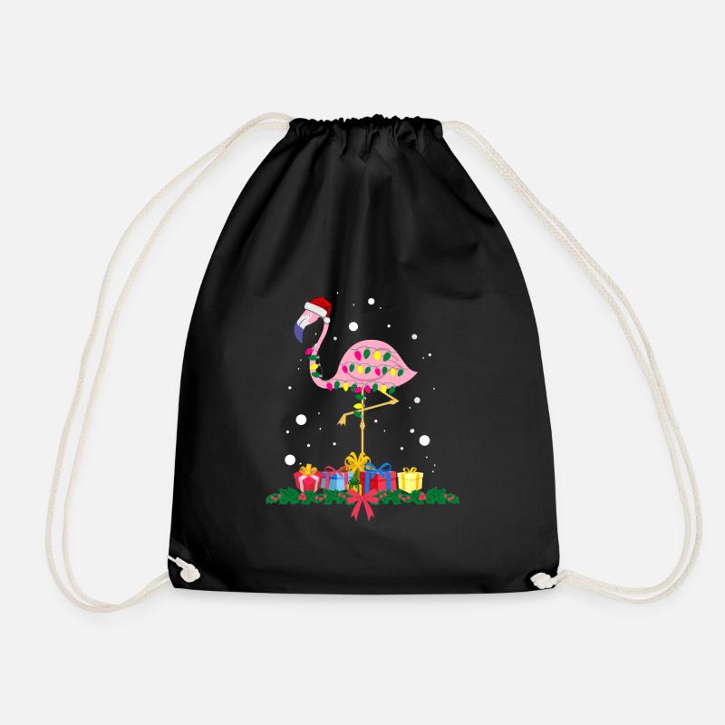 Flamingo-Weihnachten. Weihnachtsgeschenk - Turnbeutel - Schwarz