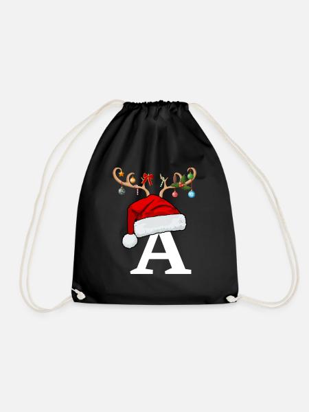 Letter to Christmas hat - Drawstring Bag - black