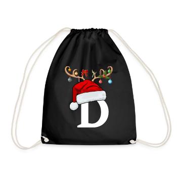 Lettre D bonnet de Noël - Sac de sport léger - noir - Devant
