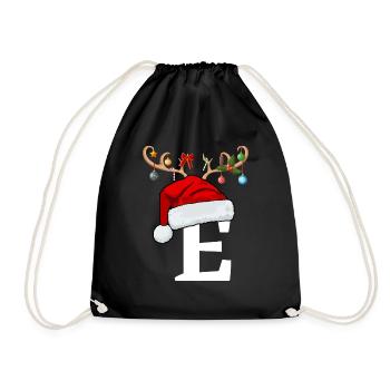 Letter E Christmas hat - Drawstring Bag - black - Front