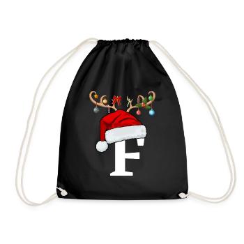 Buchstabe F Weihnachtsmütze - Turnbeutel - Schwarz - Vorne