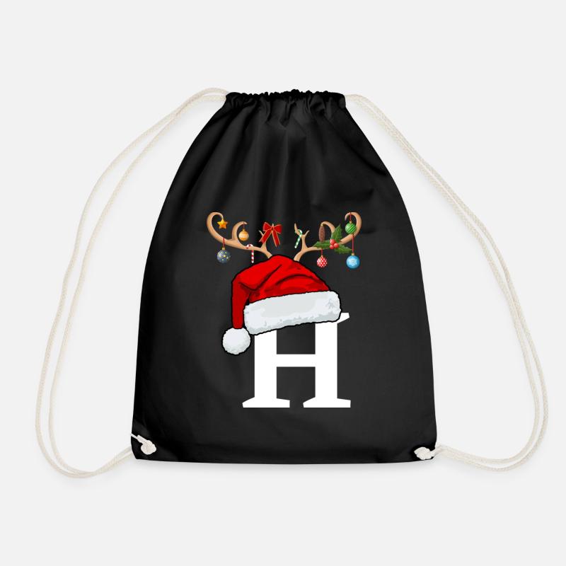 Buchstabe H Weihnachtsmütze - Turnbeutel - Schwarz