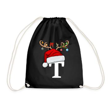 Lettre T bonnet de Noël - Sac de sport léger - noir - Devant
