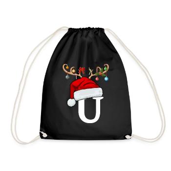 Brief U Weihnachtsmütze - Turnbeutel - Schwarz - Vorne