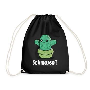Kaktus zum Schmusen- Lustiger süßer Kaktus - Turnbeutel - Schwarz - Vorne