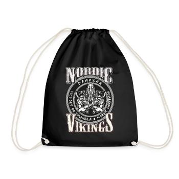Nordic Vikings Wikinger Geschenk Vikings Valhalla - Turnbeutel - Schwarz - Vorne