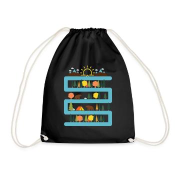 Adventure Travel Hiking Mountain - Drawstring Bag - black - Front