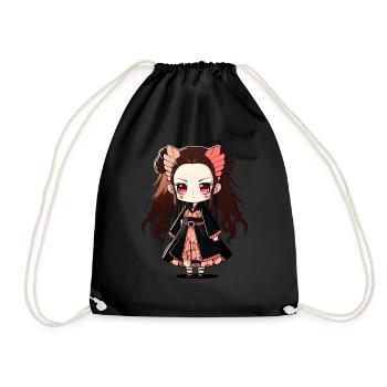 Anime-| The-Sinister Cute Girl Kawaii Manga Design - Turnbeutel - Schwarz - Vorne