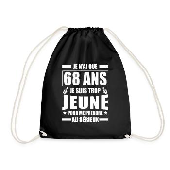 je n ai que 68 ans / cadeau anniversaire 68 ans - Sac de sport léger - noir - Devant