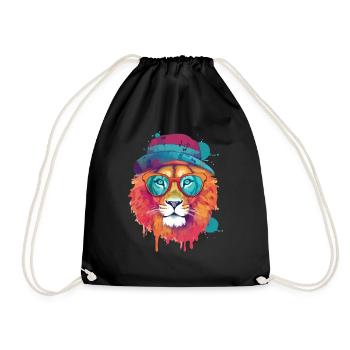 Zio the cool lion - Drawstring Bag - black - Front