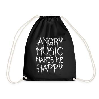 Angry Music Makes Me Happy Metal Music Metalhead - Turnbeutel - Schwarz - Vorne