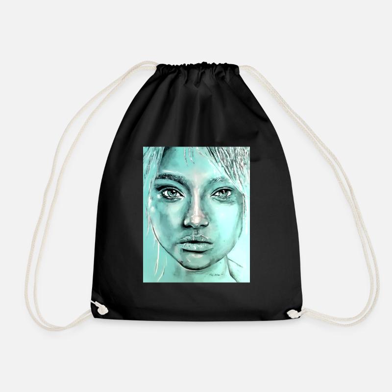 Cyan Girl / R.CHIBAC - Drawstring Bag - black