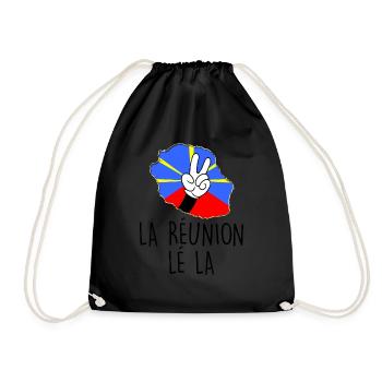Reunion Island Reunion flag - Drawstring Bag - black - Front