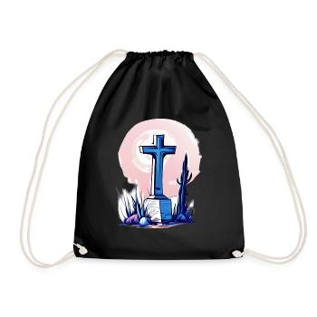 Cross on a grave - Drawstring Bag - black - Front