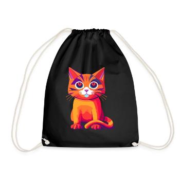 Katze - Turnbeutel - Schwarz - Vorne