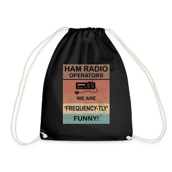 Amateur Ham Radio Operator Jokes Frequency-tly Fun - Drawstring Bag - black - Front