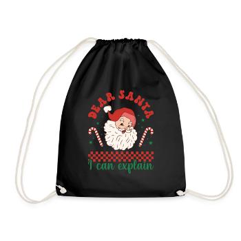 Dear Santa I Can Explain - Drawstring Bag - black - Front