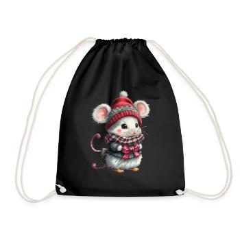 Souris de Noël mignonne - Sac de sport léger - noir - Devant
