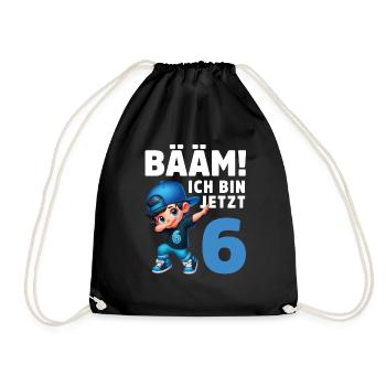 BÄÄM! Ich bin jetzt 6 - Turnbeutel - Schwarz - Vorne
