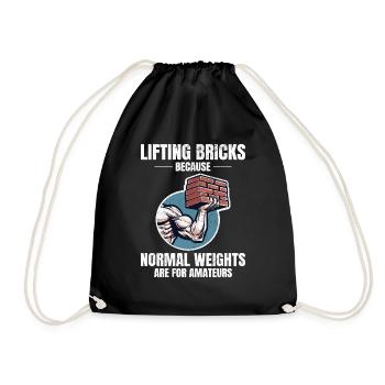 Bricklifting Humor: Beyond Ordinary Weights Bricks - Drawstring Bag - black - Front