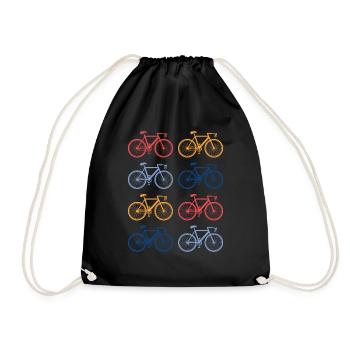 Bicycle Cycling Retro Vintage Gift Idea - Drawstring Bag - black - Front