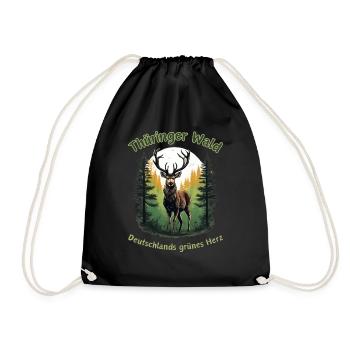 Cerf au cœur vert de Thuringe-Allemagne - Sac de sport léger - noir - Devant