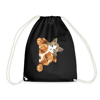 Chien Border Collie et chaton mignon - Sac de sport léger - noir - Devant