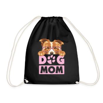 Border Collie Hund Mama - Turnbeutel - Schwarz - Vorne
