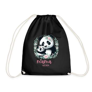 Mama est 2024 I Panda Bear Mum I First Time Mom - Drawstring Bag - black - Front