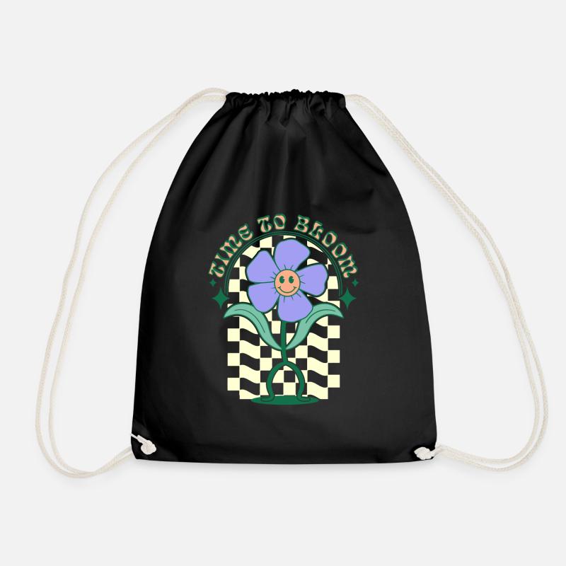 time to bloom - Drawstring Bag - black
