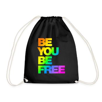 Typo Be You Be Free Diversity Rainbow - Turnbeutel - Schwarz - Vorne