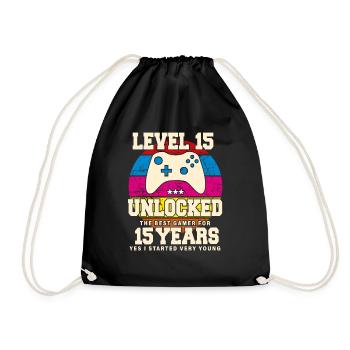 Original 2009 15 Year Old Level 15 Unlock - Drawstring Bag - black - Front