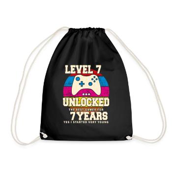 Original 2017 7 Years Old Level 7 Unlock - Drawstring Bag - black - Front