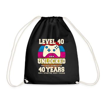 Original 1984 40 Jahre Level 40 Freischalten - Turnbeutel - Schwarz - Vorne