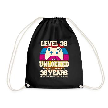 Original 1986 38 Years Old Level 38 Unlock - Drawstring Bag - black - Front
