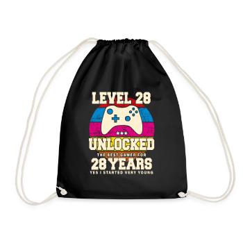 Original 1996 28 Jahre Level 28 Freischalten - Turnbeutel - Schwarz - Vorne