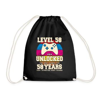 Original 1966 58 Jahre Level 58 Freischalten - Turnbeutel - Schwarz - Vorne
