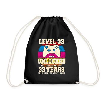 Original 1991 33 Jahre Level 33 Freischalten - Turnbeutel - Schwarz - Vorne