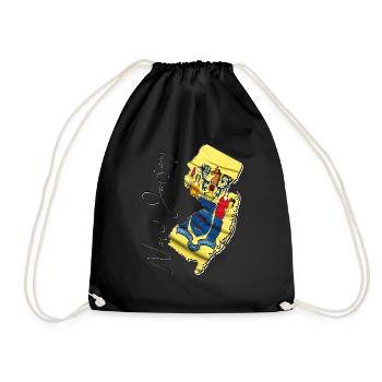 New Jersey (United States) | Real Flag | Flag Map Script - Drawstring Bag - black - Front
