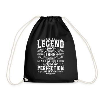 Legend Since 1969 Vintage Birthday Gift - Drawstring Bag - black - Front