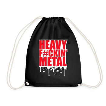 Heavy F#ckin' Metal Hard Rock Music Graffiti Spray - Drawstring Bag - black - Front