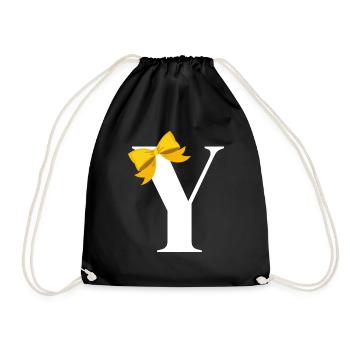 Letter y yellow bow - Drawstring Bag - black - Front