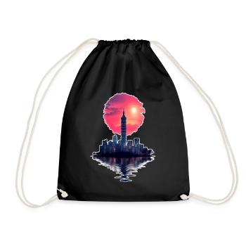 Neon Sunset – Stadt trifft Horizont - Turnbeutel - Schwarz - Vorne