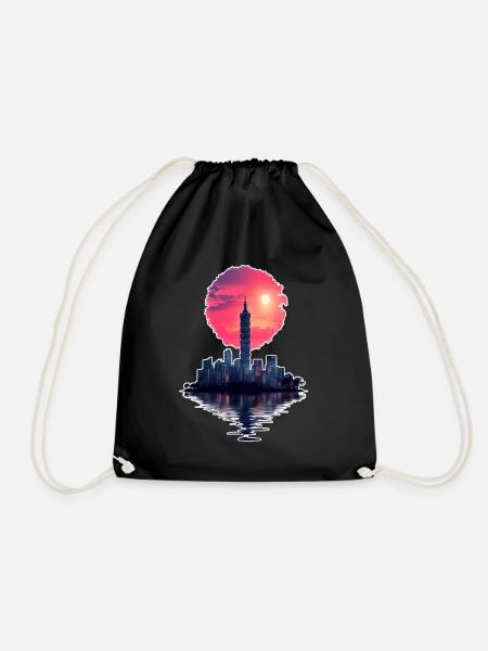 Neon Sunset – Stadt trifft Horizont - Turnbeutel - Schwarz