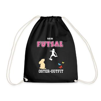 Futsalerin Ostern Futsalspielerin Oster Outfit - Turnbeutel - Schwarz - Vorne