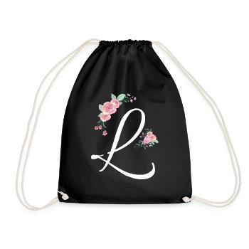 Letter l flowers - Drawstring Bag - black - Front