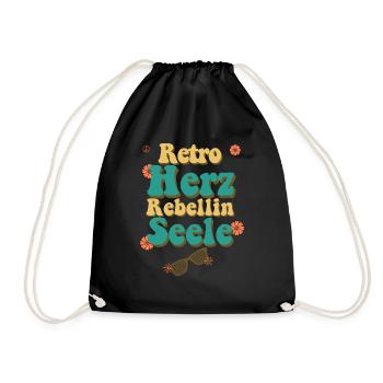 Retro Design Retro Herz Rebellin Seele - Turnbeutel - Schwarz - Vorne