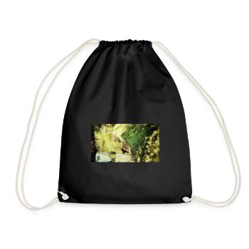 Raven on yellow river - Drawstring Bag - black - Front
