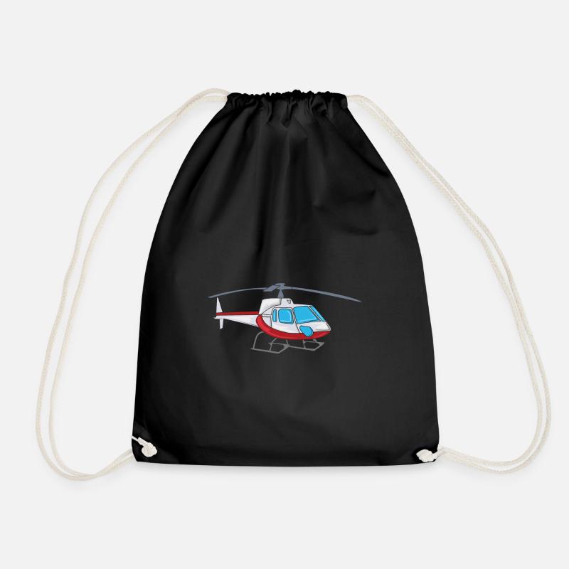 Helicopter helicopter - Drawstring Bag - black